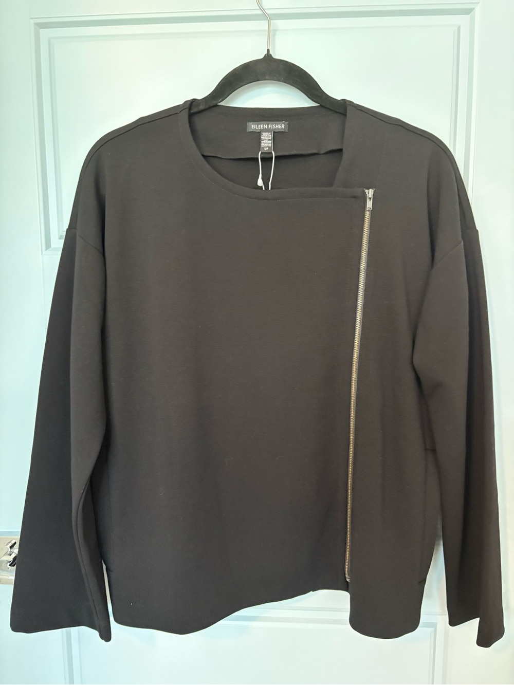 NWT Eileen Fisher Black Refined Moto Jacket